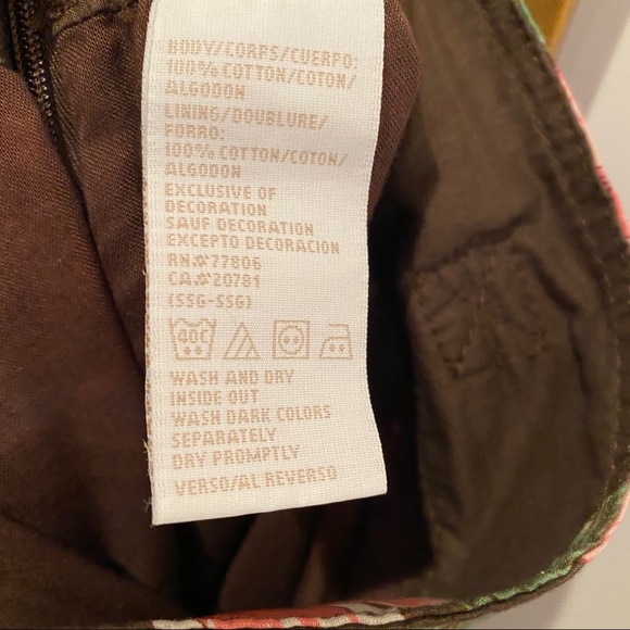 DONATED Tommy Hilfiger Brown Pink Floral Midi Skirt Cotton - Picture 4 of 5